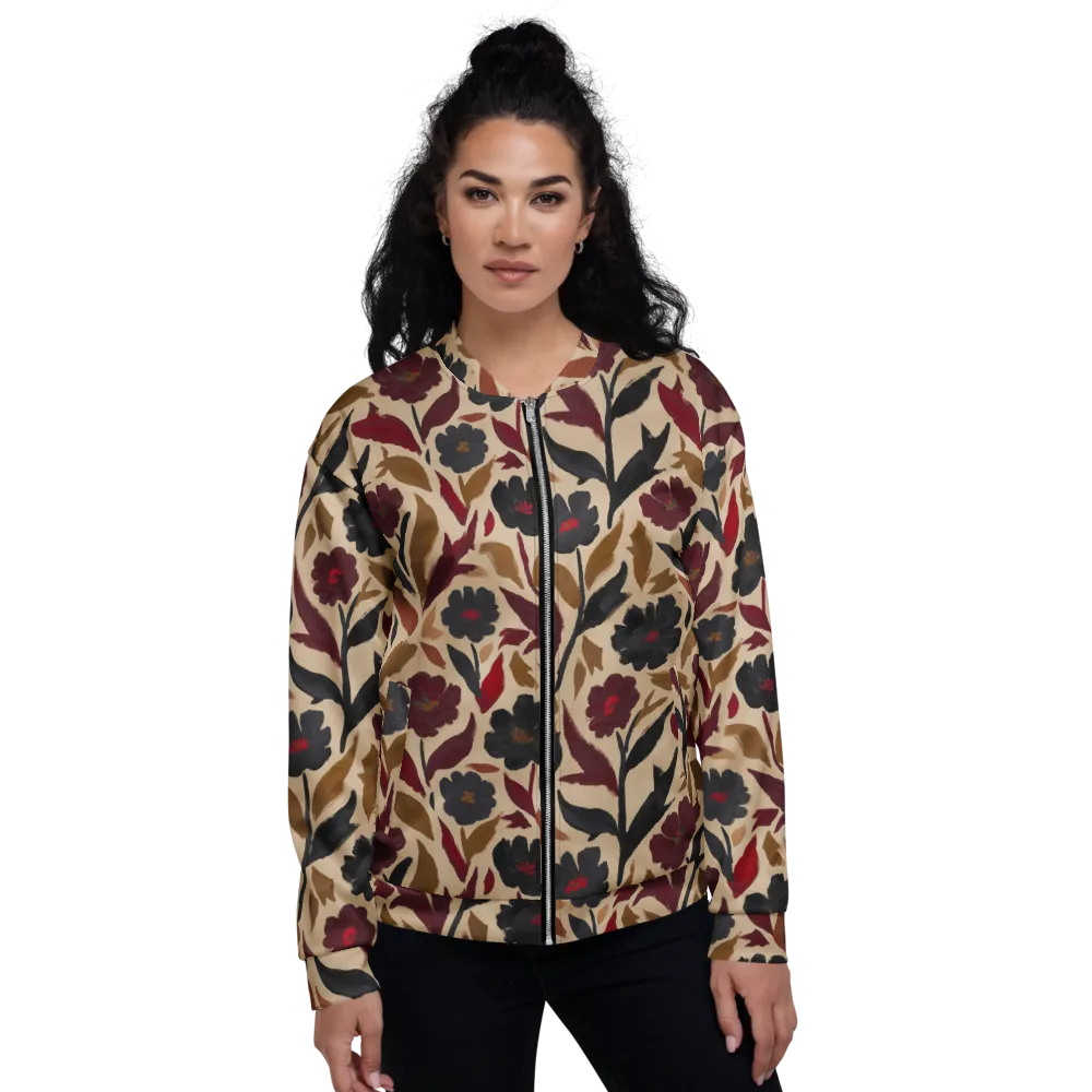 Burgundy Brushwork on Bomber Jacket — Front