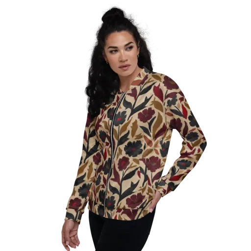 Burgundy Brushwork on a Bomber Jacket