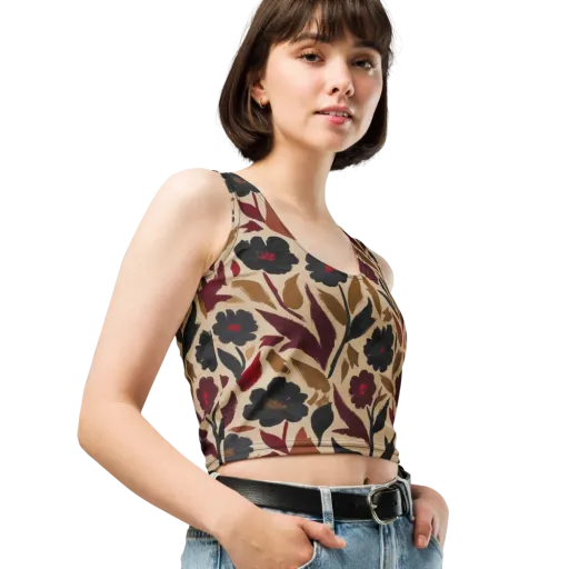 Burgundy Brushwork on a Crop Top
