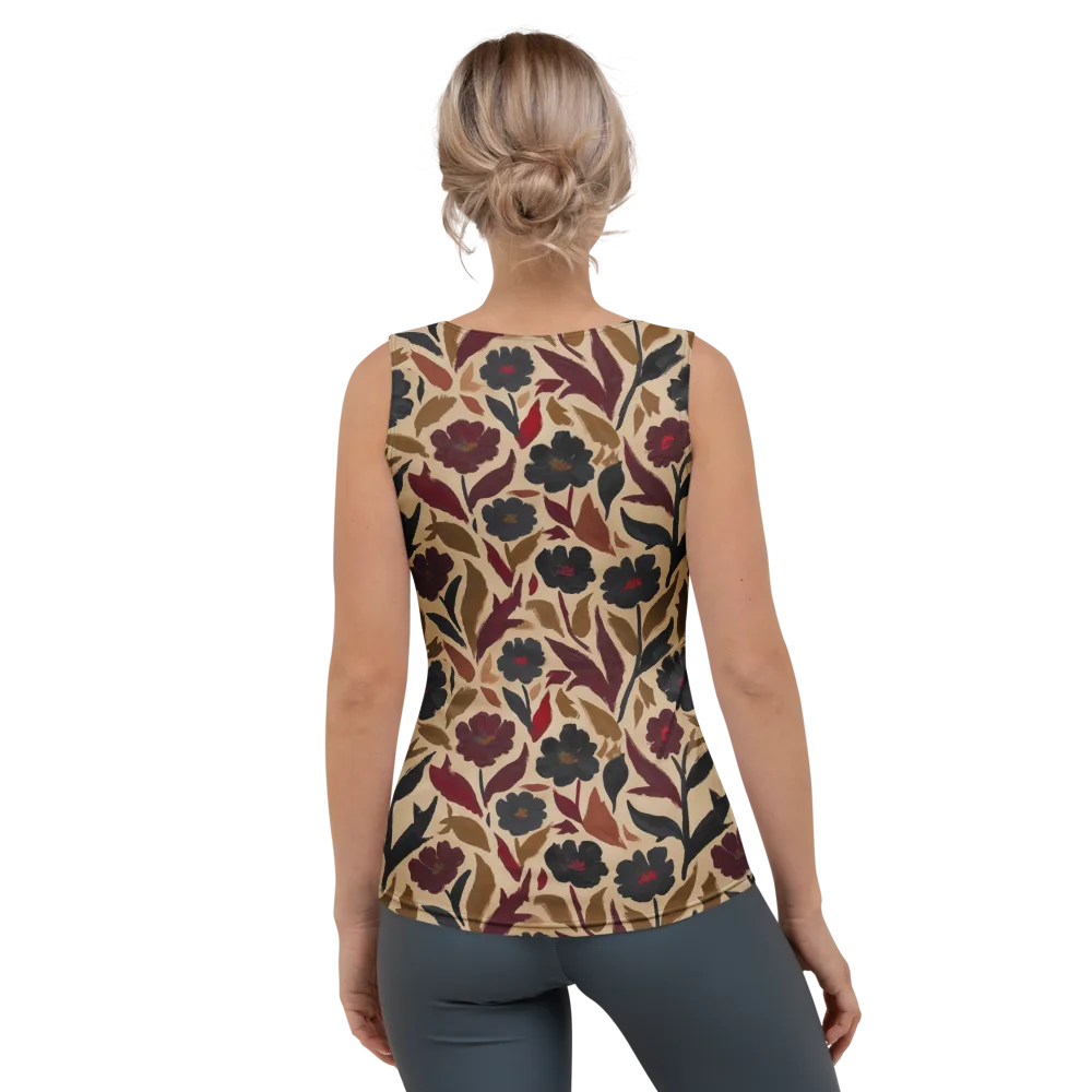 Burgundy Brushwork on Women's Tank Top — Back