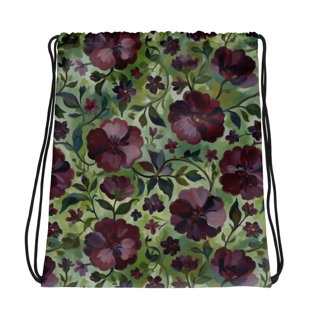 Burgundy Bloom on Drawstring Bag — Photo
