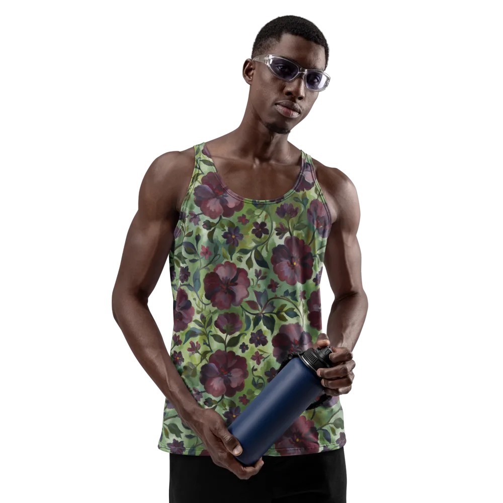 Burgundy Bloom on Men's Tank Top — Front