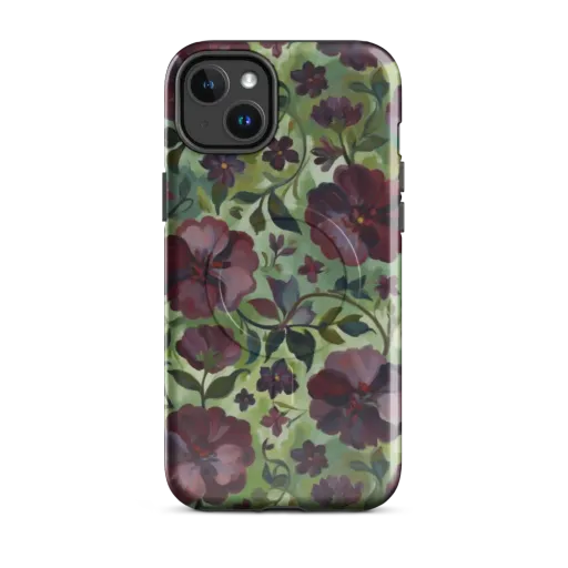 Burgundy Bloom on a MagSafe Tough Case for iPhone®
