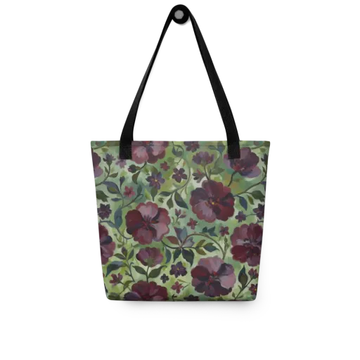 Burgundy Bloom on a Tote Bag
