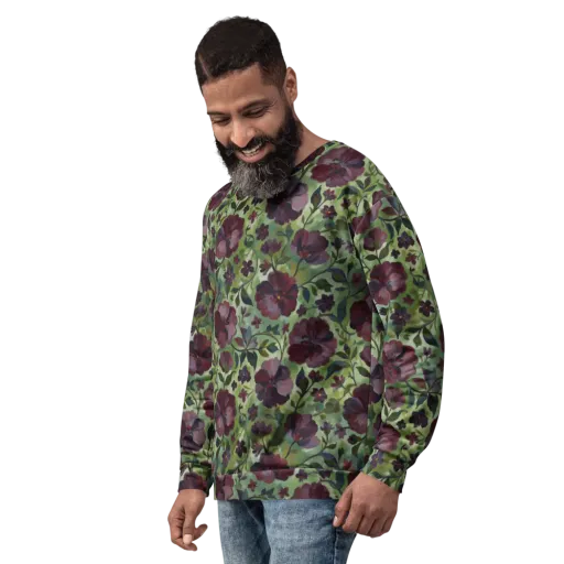 Burgundy Bloom on a Sweatshirt