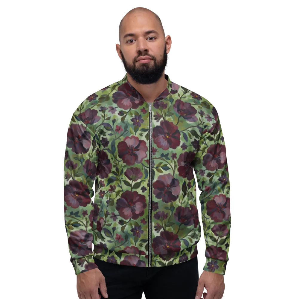 Burgundy Bloom on Bomber Jacket — Front