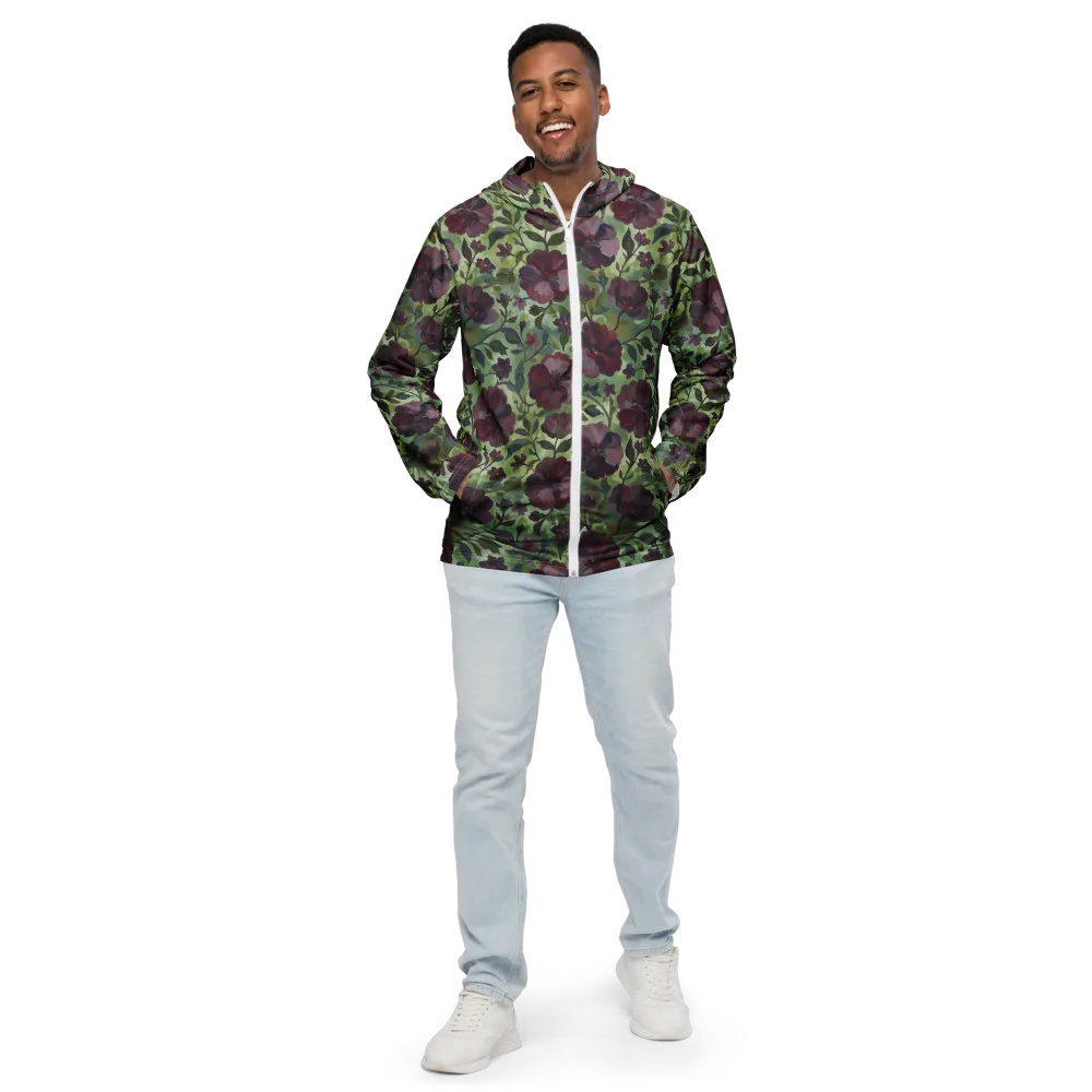 Burgundy Bloom on Men's Windbreaker — Front