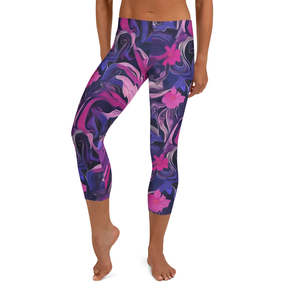Violet Rapture on Capri Leggings — Front