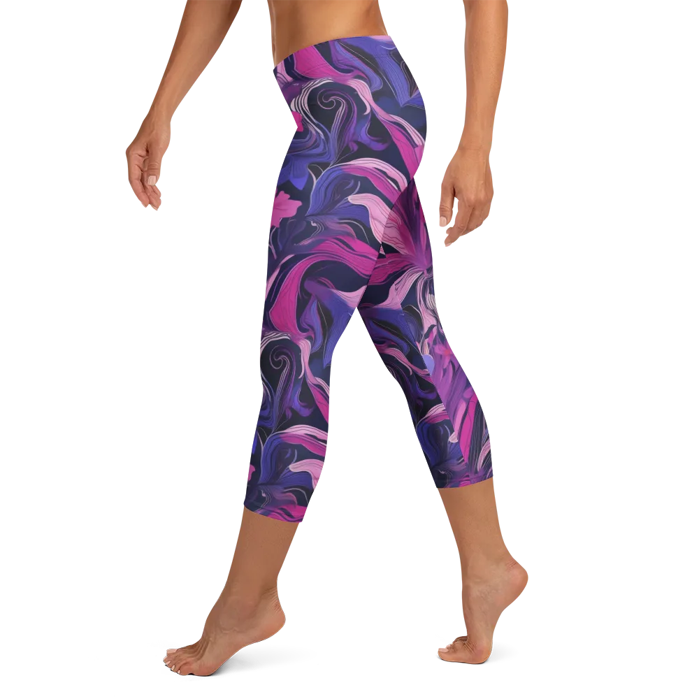 Violet Rapture on Capri Leggings — Left
