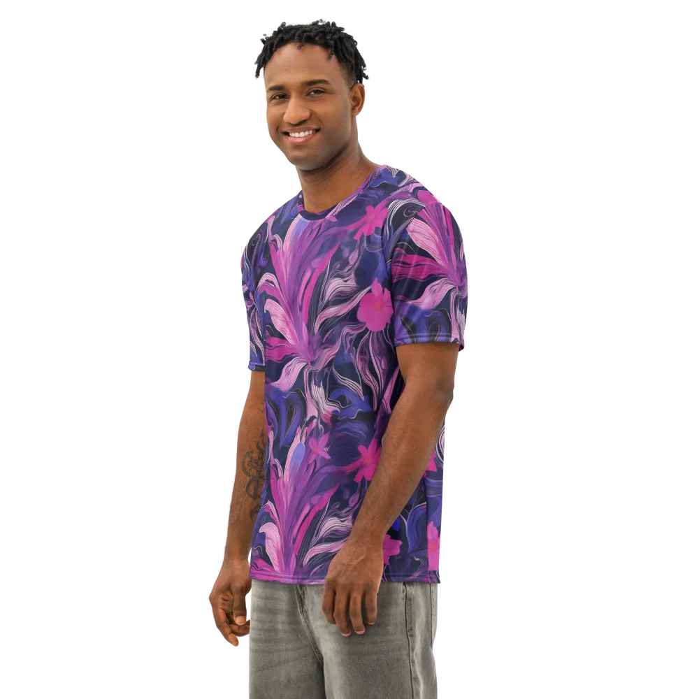 Violet Rapture on Men's Cotton Crew Neck T-Shirt — Left Front