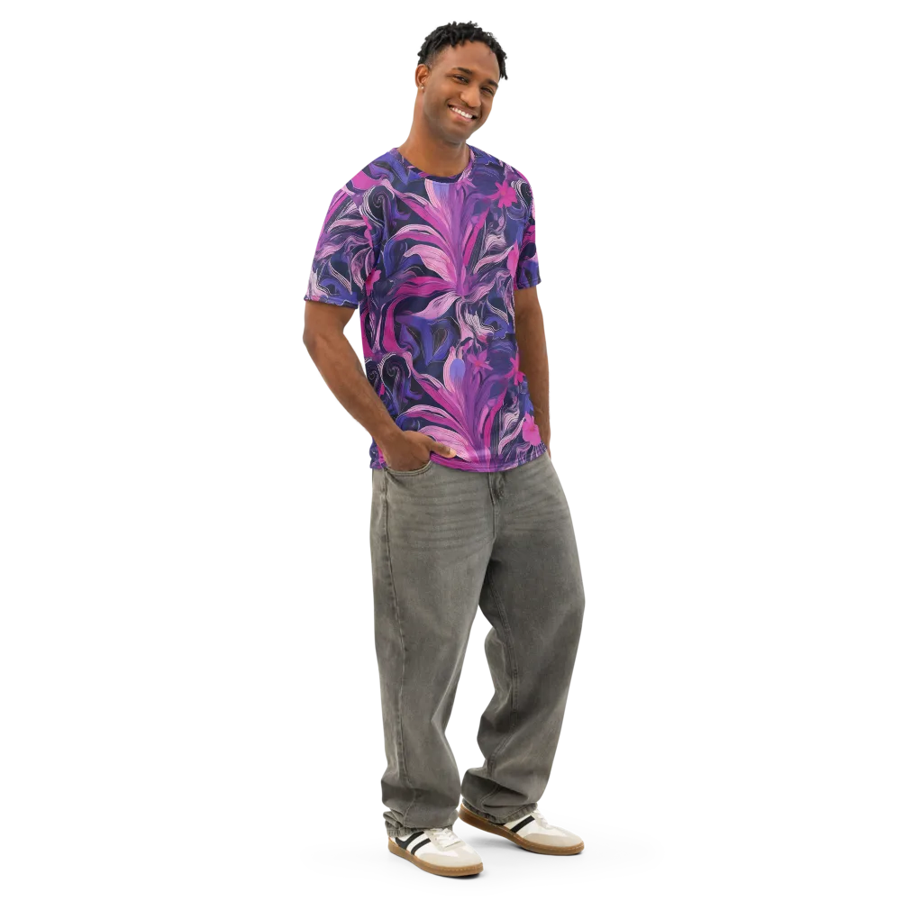 Violet Rapture on Men's Cotton Crew Neck T-Shirt — Right Front