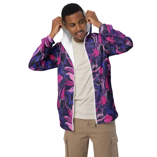 Violet Rapture on a Men's Windbreaker