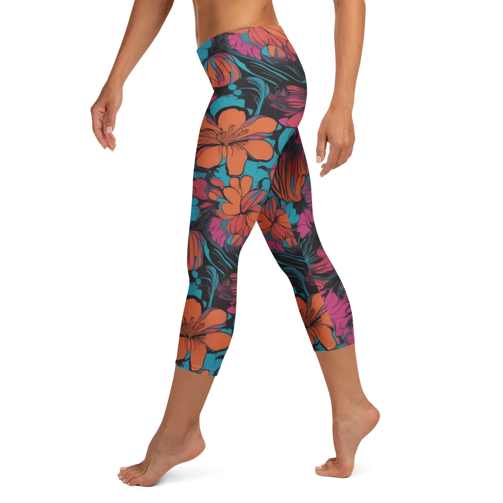 Tropic Static on Capri Leggings — Left