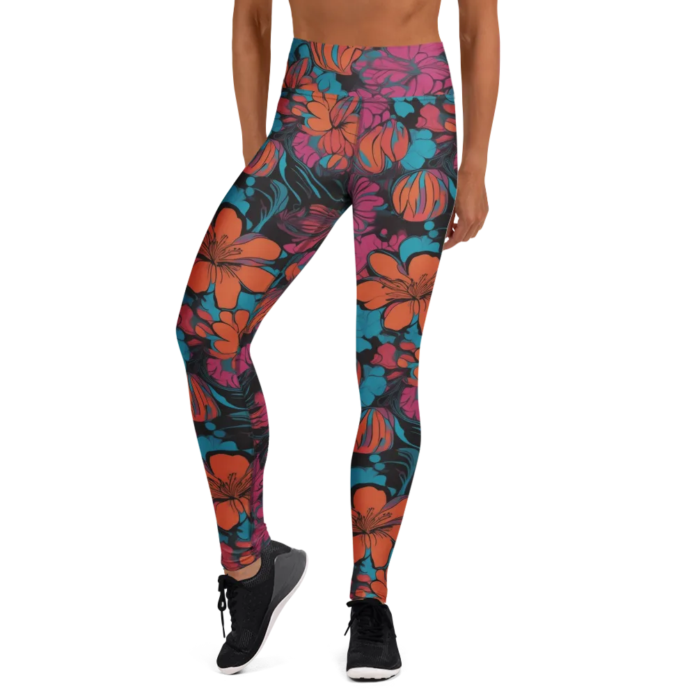 Tropic Static on Yoga Leggings — Front