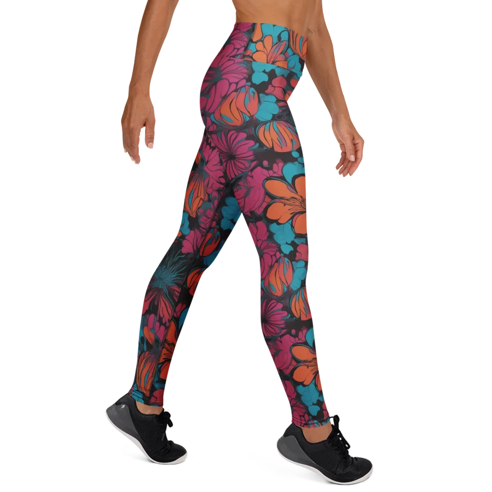 Tropic Static on Yoga Leggings — Right