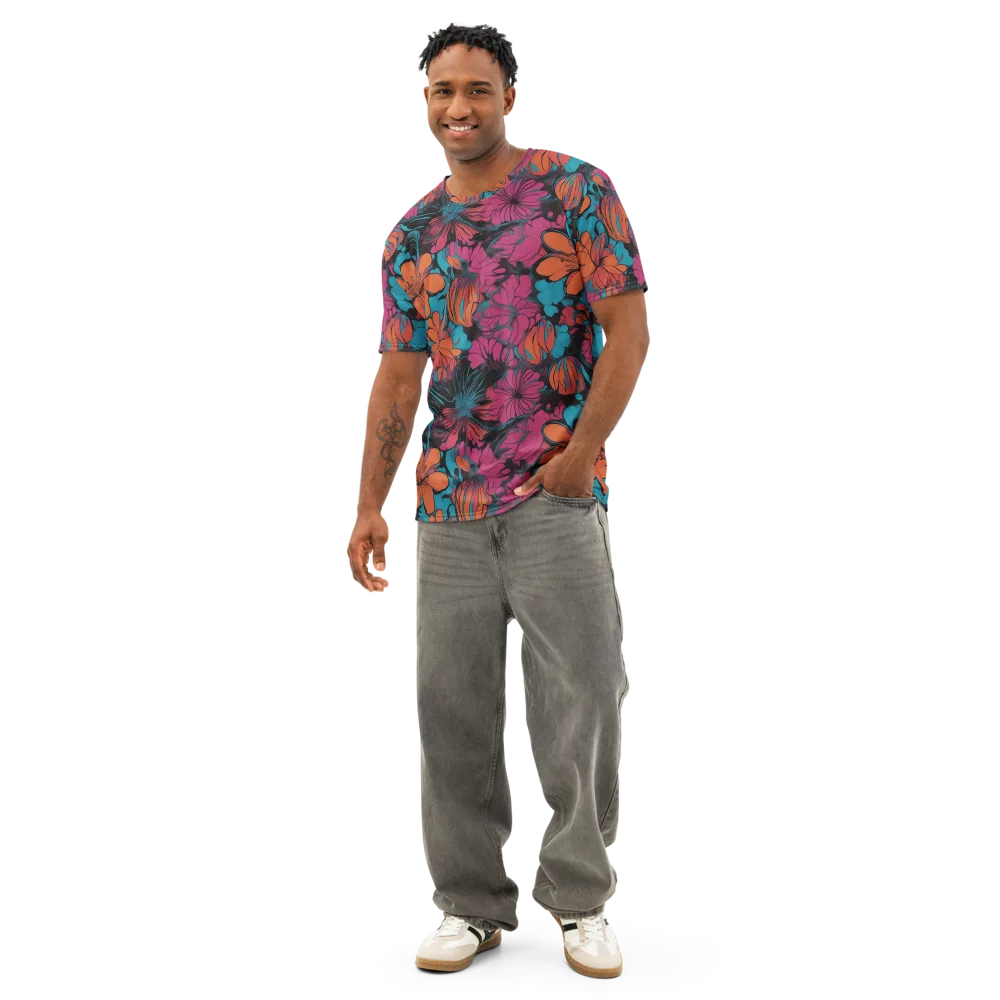 Tropic Static on Men's Cotton Crew Neck T-Shirt — Front