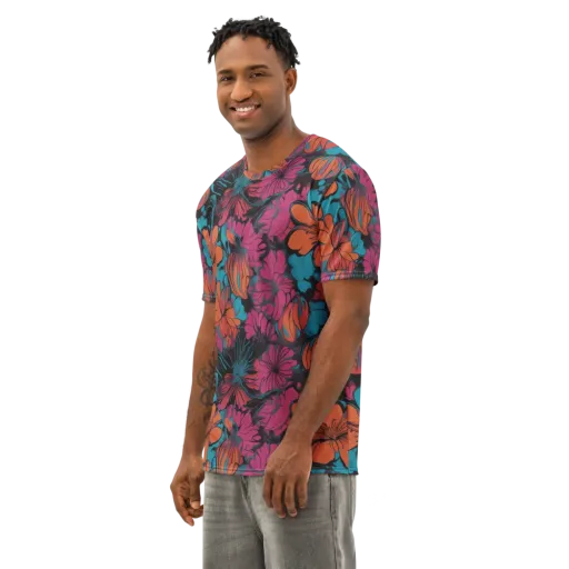 Tropic Static on a Men's Cotton Crew Neck T-Shirt