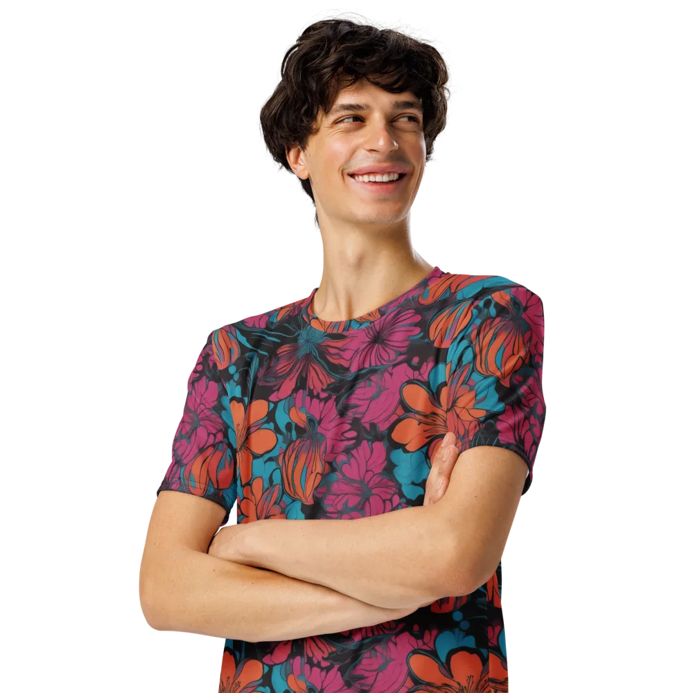 Tropic Static on Men's Crew Neck T-Shirt — Left Front