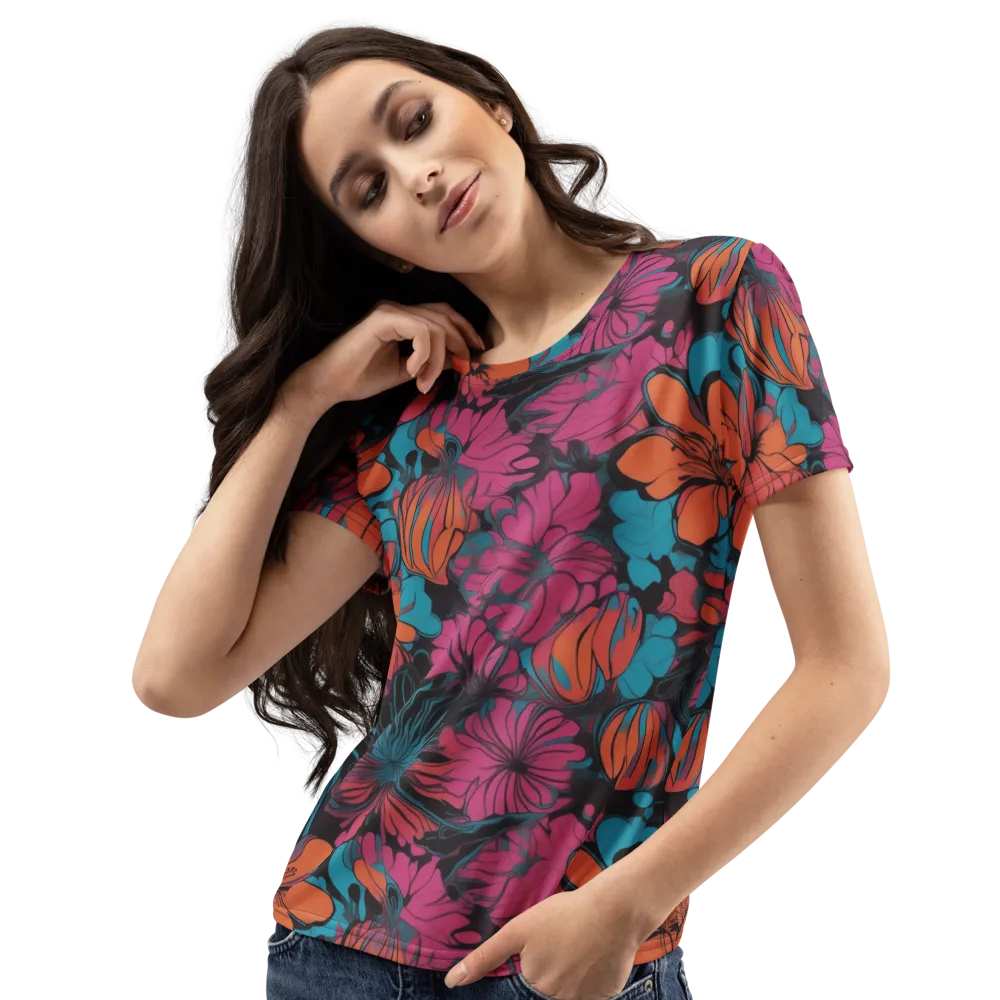 Tropic Static on Women's Crew Neck T-Shirt — Left Front