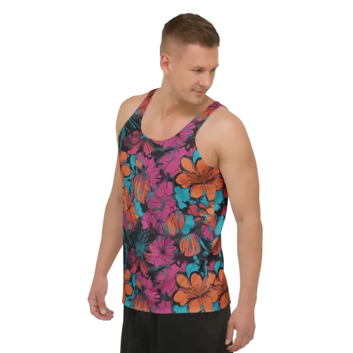 Tropic Static on a Men's Tank Top