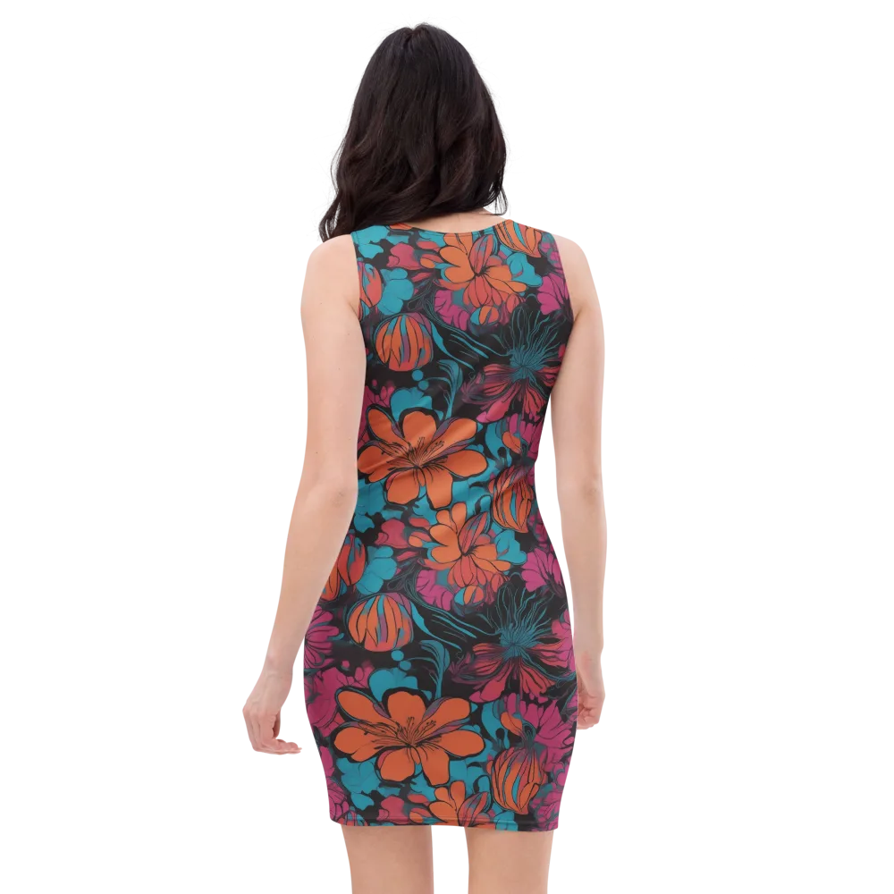 Tropic Static on Bodycon Dress — Back