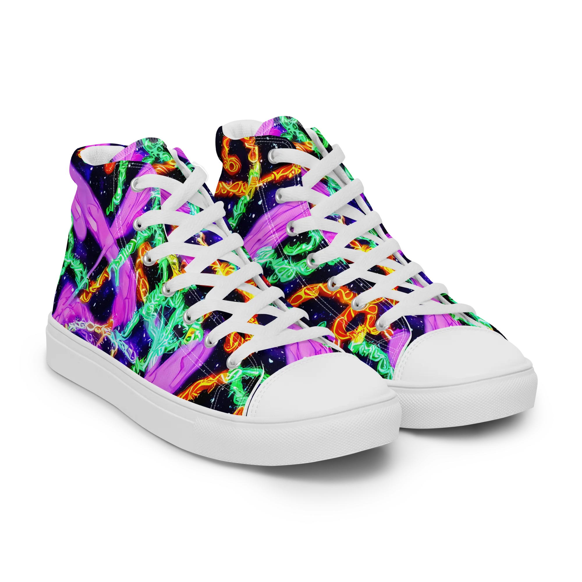Enckell's Nebula on Women's High Top Canvas Shoes — Right Front