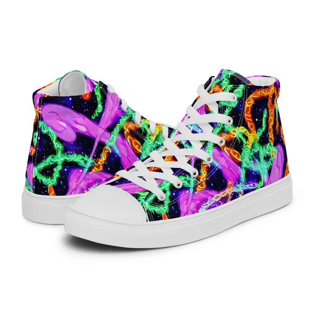 Enckell's Nebula on Women's High Top Canvas Shoes — Left