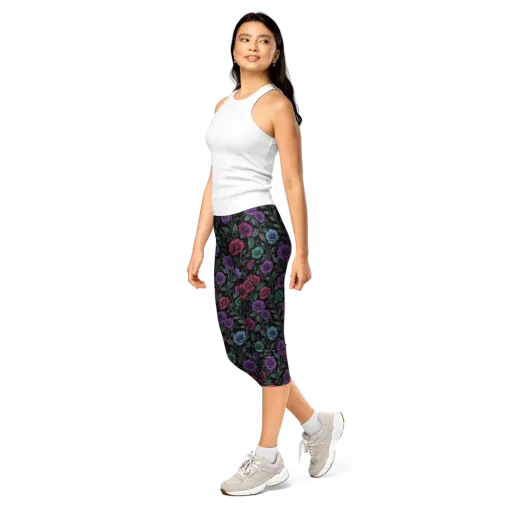 Midnight Botanical on a Capri Leggings