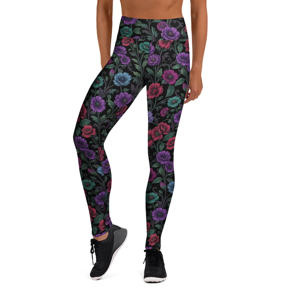 Midnight Botanical on Yoga Leggings — Front