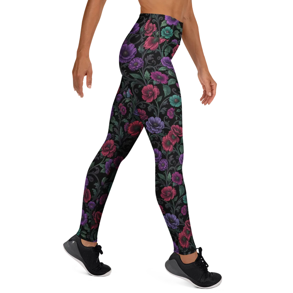 Midnight Botanical on Yoga Leggings — Right
