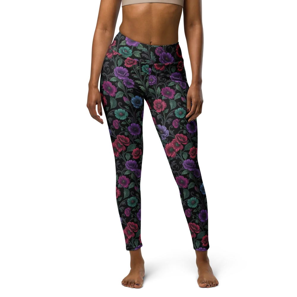 Midnight Botanical on Yoga Leggings — Front