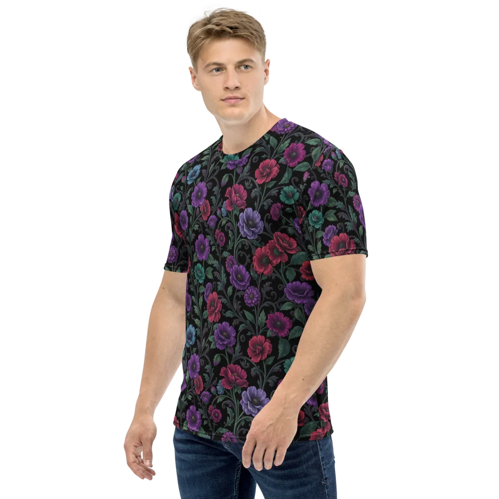 Midnight Botanical on Men's Crew Neck T-Shirt — Left