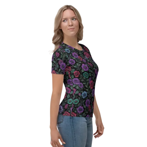 Midnight Botanical on a Women's Crew Neck T-Shirt