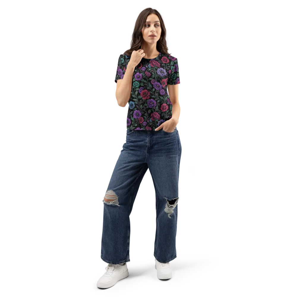 Midnight Botanical on Women's Crew Neck T-Shirt — Front