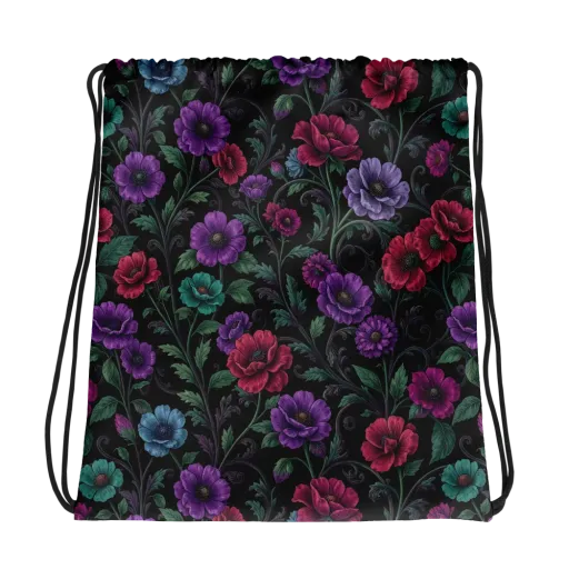 Midnight Botanical on a Drawstring Bag