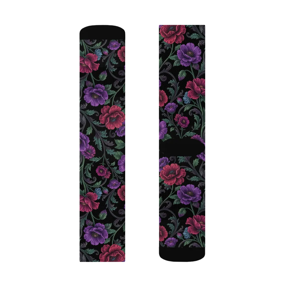 Midnight Botanical on Socks — Right Sock