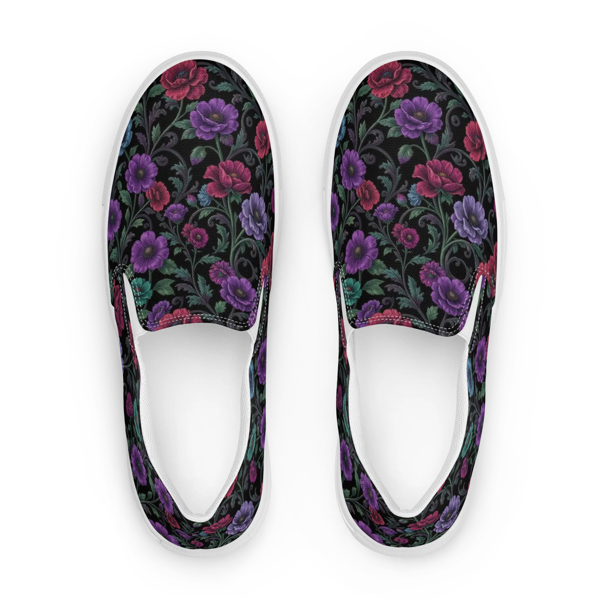 Midnight Botanical on Women's Slip-On Canvas Shoes — Front