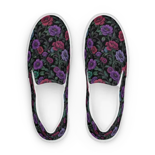 Midnight Botanical Women's Slip-On Canvas Shoes on model