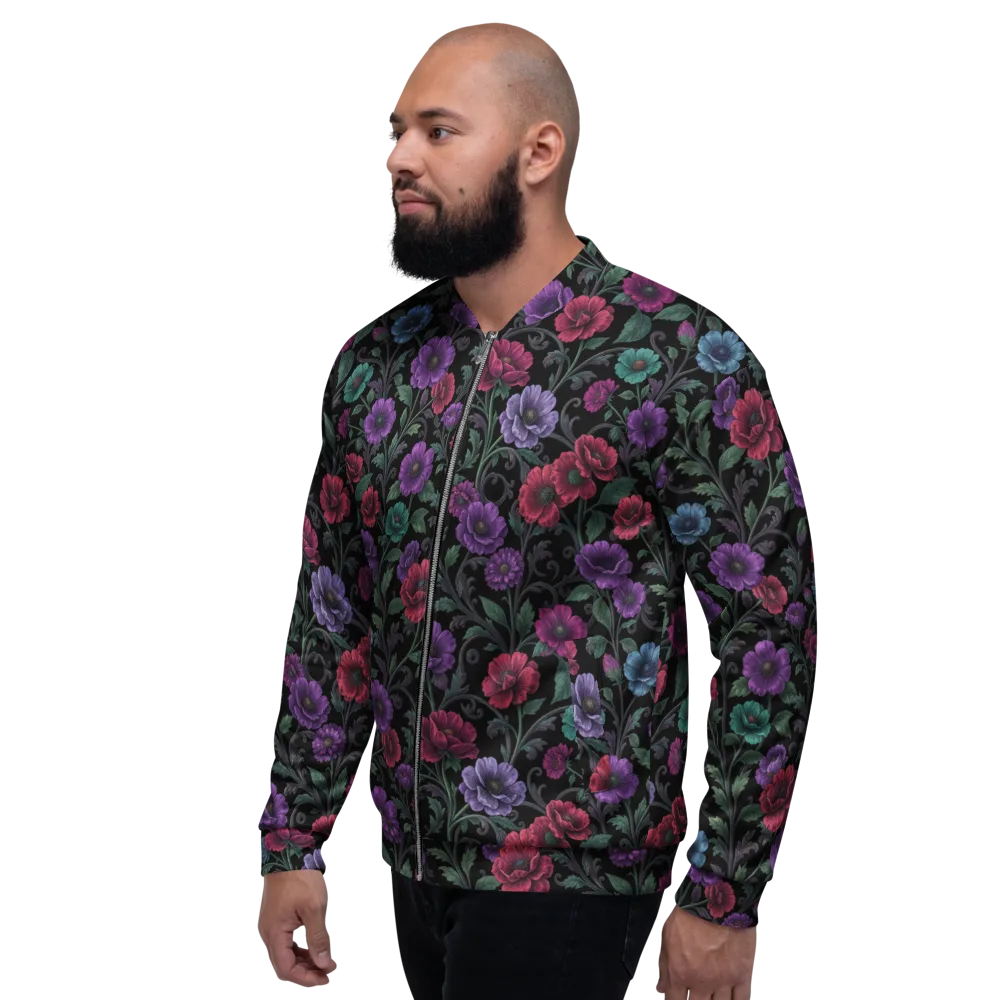 Midnight Botanical on Bomber Jacket — Left