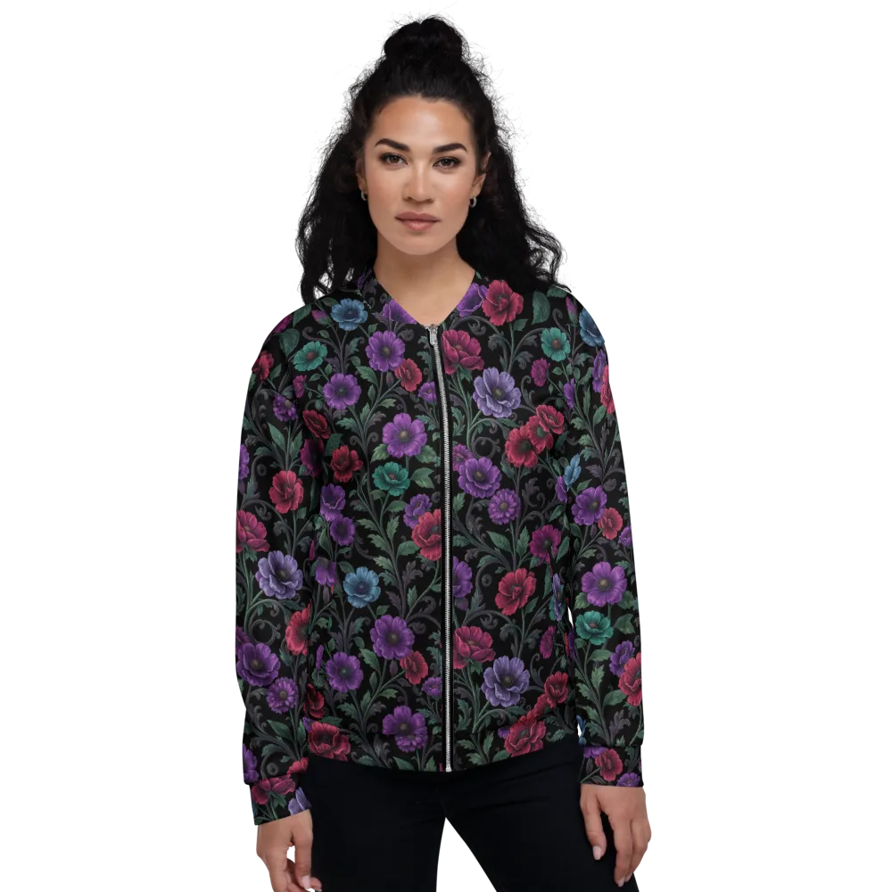 Midnight Botanical on Bomber Jacket — Front