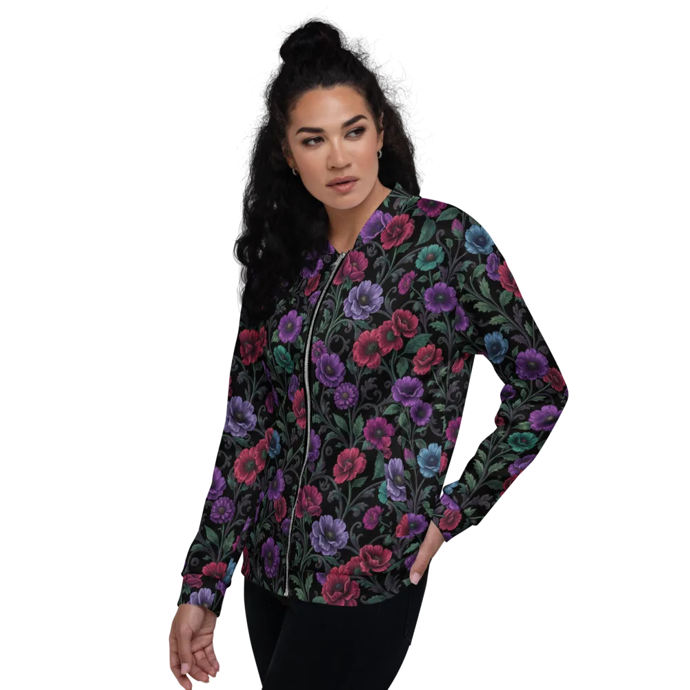 Midnight Botanical on Bomber Jacket — Left