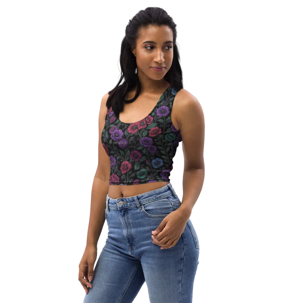 Midnight Botanical on Crop Top — Left Front