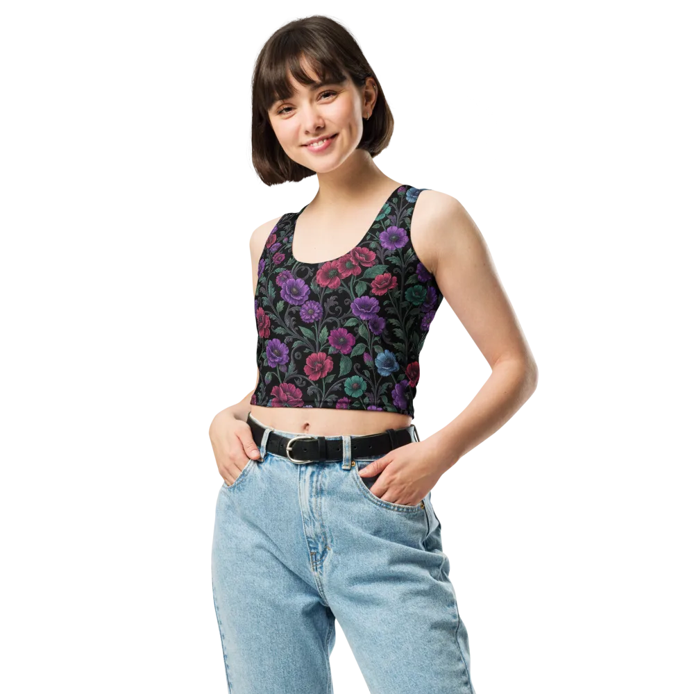 Midnight Botanical on Crop Top — Front