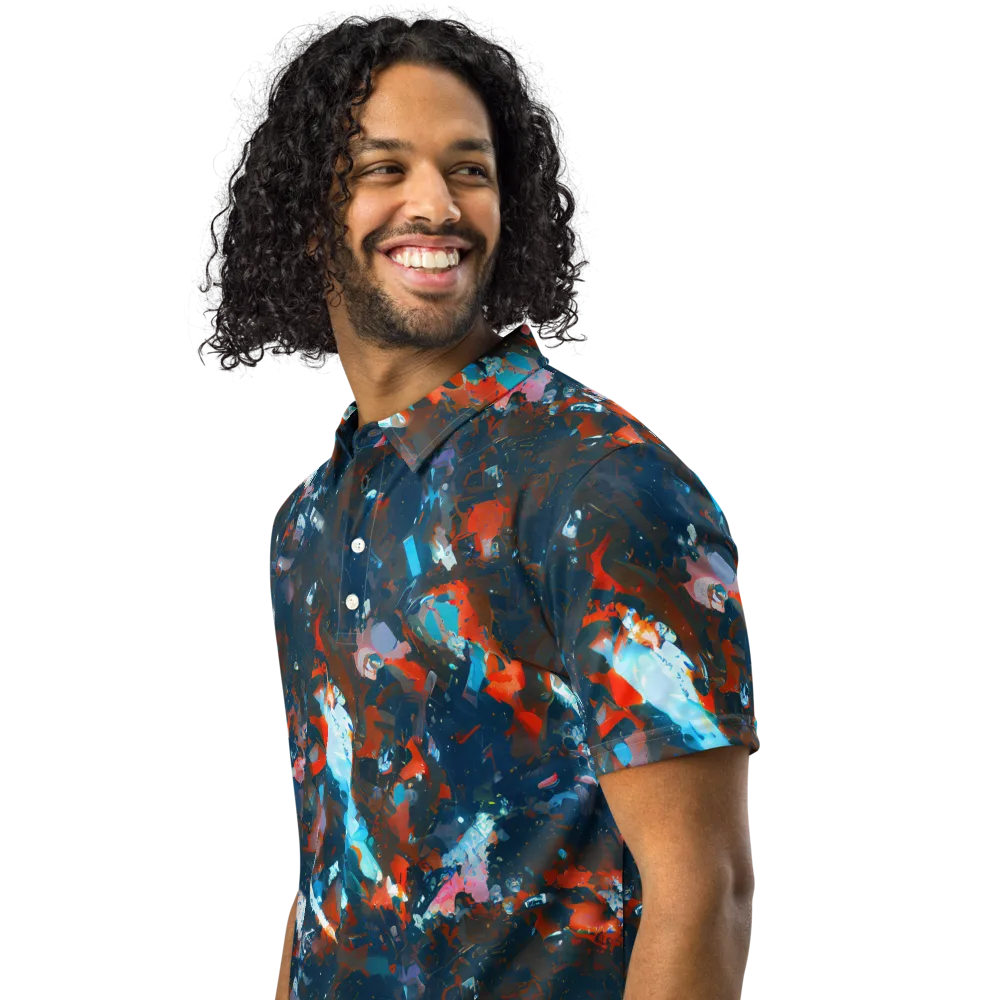 Ghenie's Whirl on Men's Slim Fit Polo Shirt — Left Front
