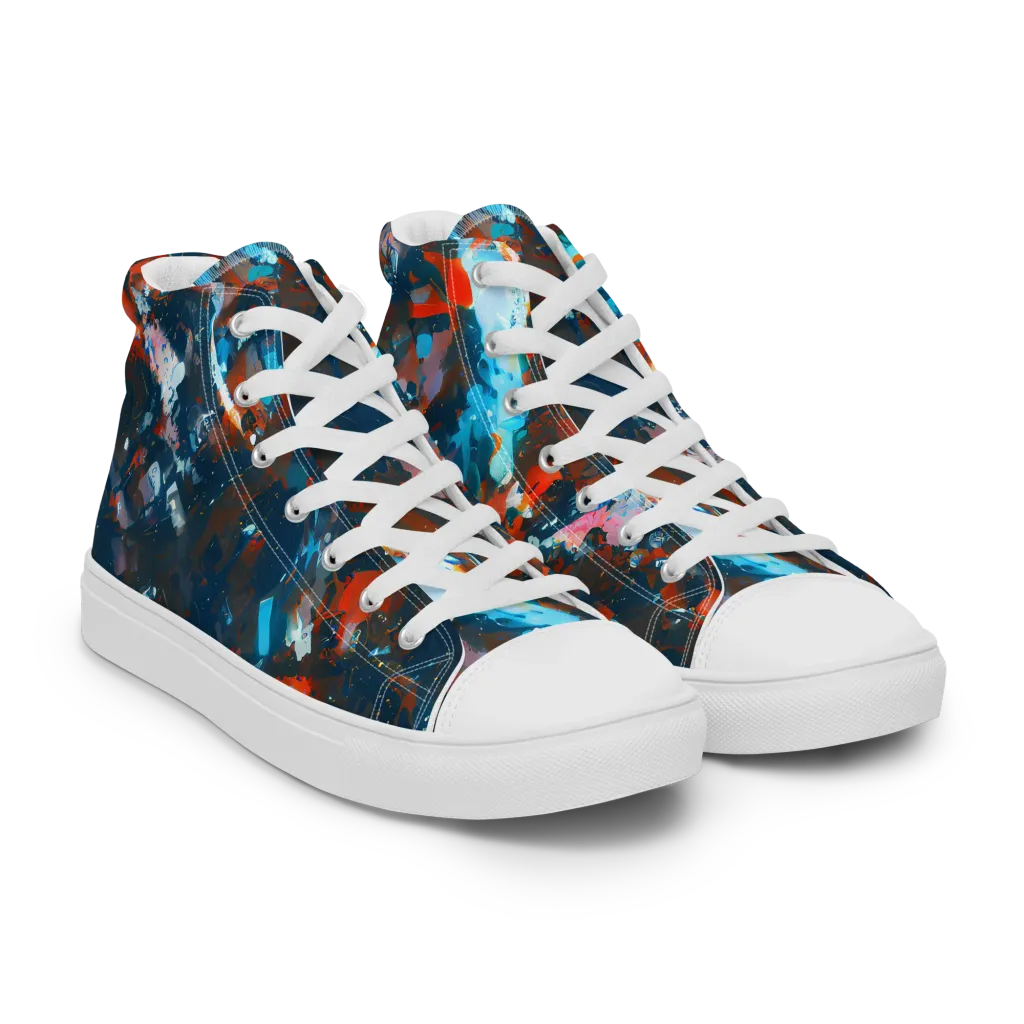 Ghenie's Whirl on Men's High Top Canvas Shoes — Right Front