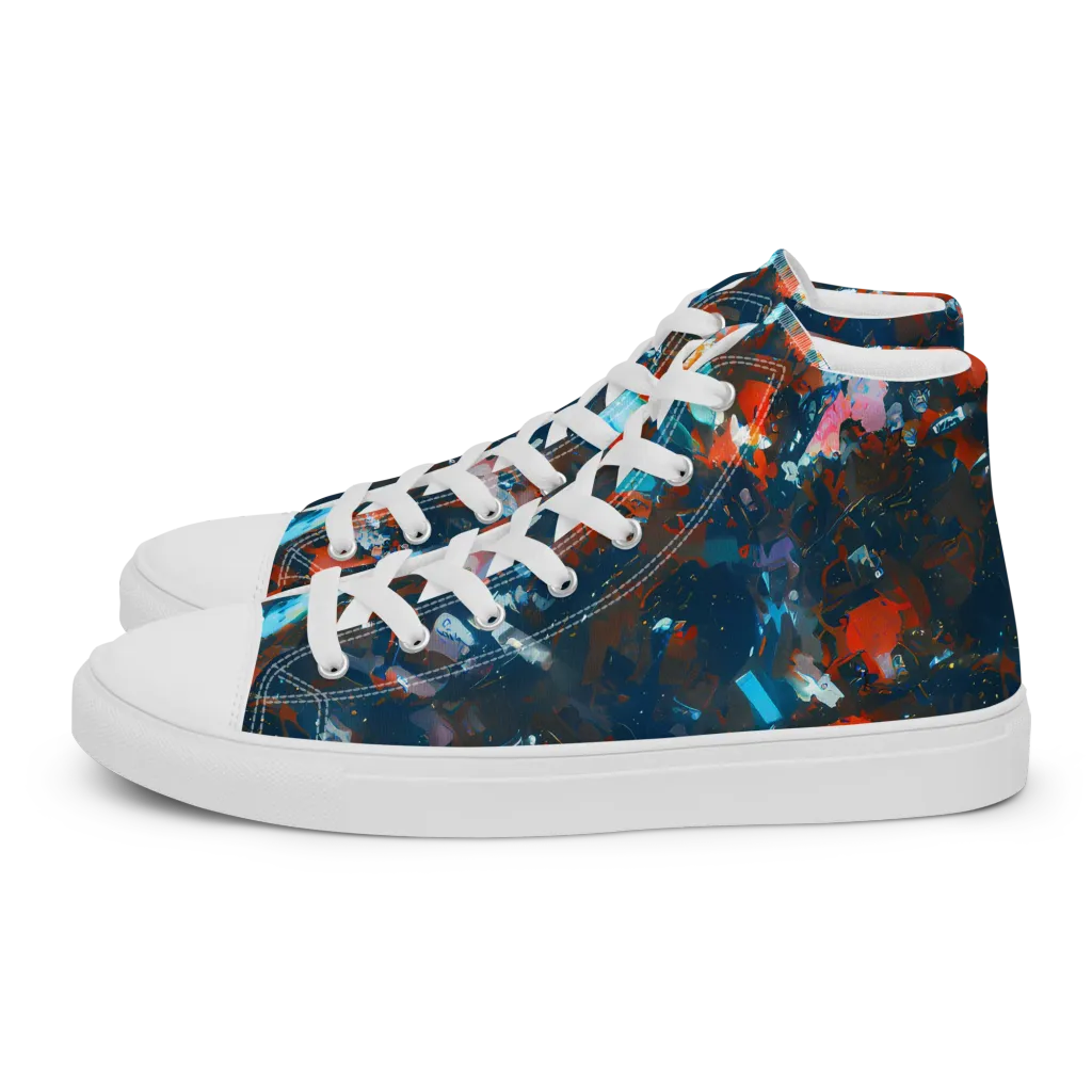 Ghenie's Whirl on Men's High Top Canvas Shoes — Left