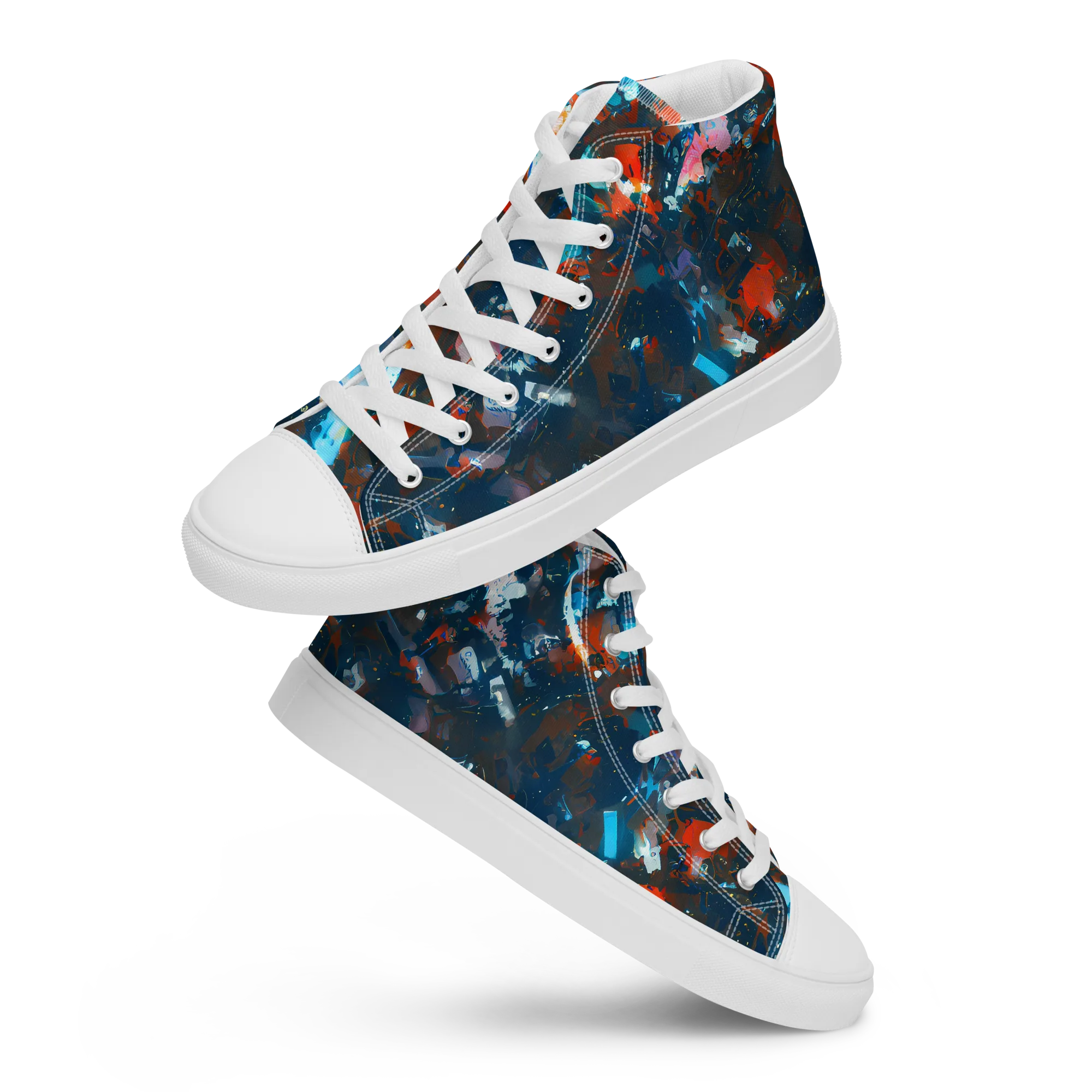 Ghenie's Whirl on Men's High Top Canvas Shoes — Front