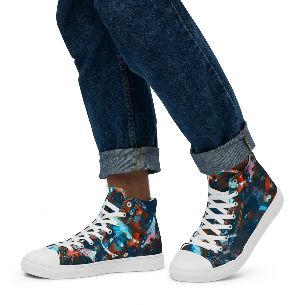 Ghenie's Whirl on Men's High Top Canvas Shoes — Left