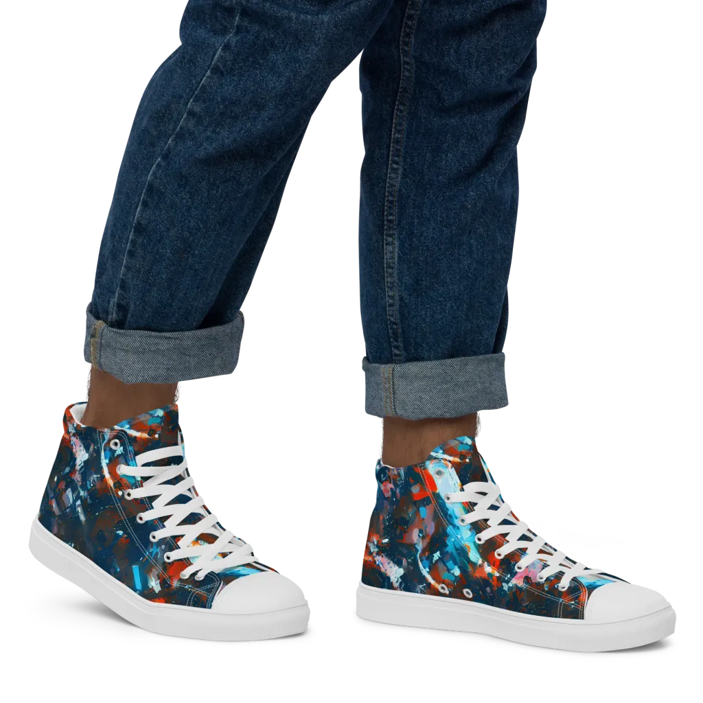 Ghenie's Whirl on Men's High Top Canvas Shoes — Right