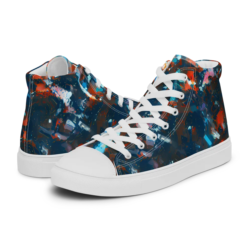 Ghenie's Whirl on Women's High Top Canvas Shoes — Left